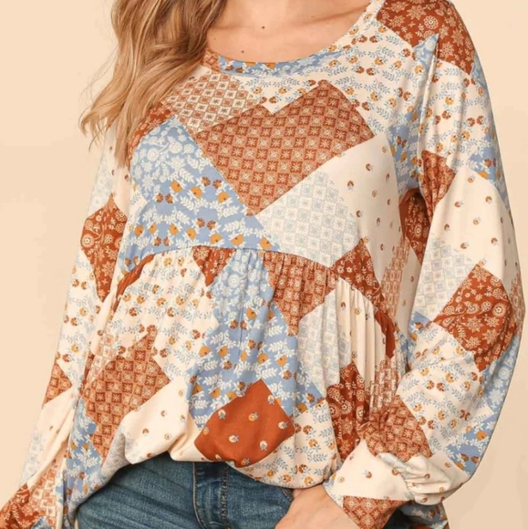 Patchwork Babydoll Top - Picture 2 of 2